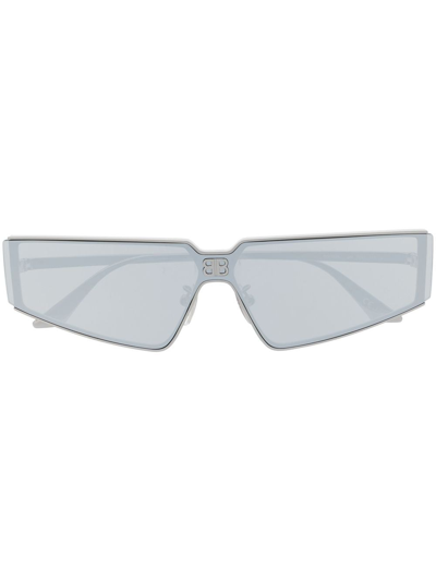 Balenciaga Shield 2.0 Rectangle-frame Sunglasses In Silber