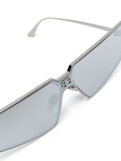 Shop Balenciaga Shield 2.0 Rectangle-frame Sunglasses In Silber