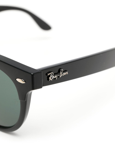Shop Ray Ban Round-frame Design Sunglasses In Black