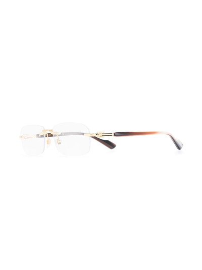Gucci Rimless Optical Glasses In 003 Gold Burgundy Transparent | ModeSens
