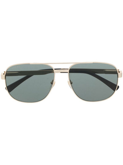 Shop Gucci Pilot-frame Tinted Sunglasses In Gold