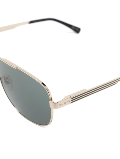 Shop Gucci Pilot-frame Tinted Sunglasses In Gold