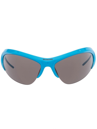 Shop Balenciaga Wire Cat Cat-eye Sunglasses In Blau