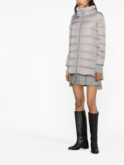 Herno Feather Down Zip-up Padded Coat In Grau