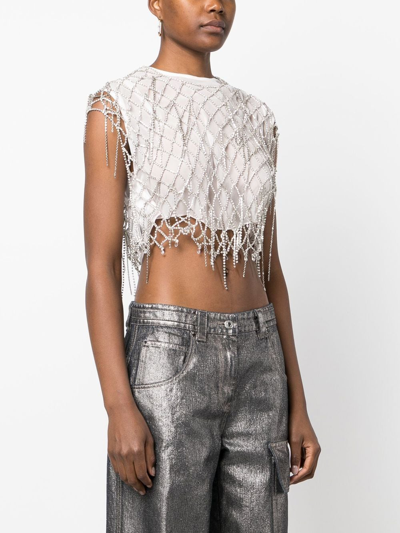 Shop Philosophy Di Lorenzo Serafini Crystal-embellished Cropped Top In Rosa