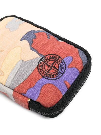 Shop Stone Island Logo-embroidered Camouflage-print Pouch In Rot