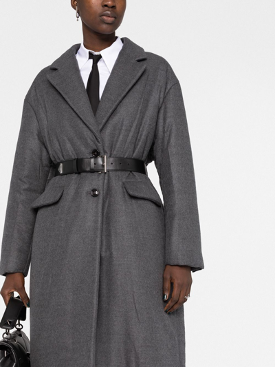 Shop Prada Belted Wool-cashmere Coat In Grau