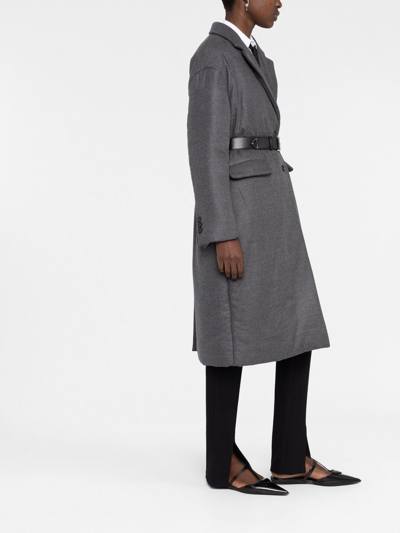 Shop Prada Belted Wool-cashmere Coat In Grau