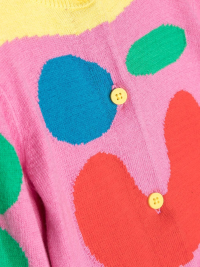 Shop Stella Mccartney Graphic-intarsia Buttoned Cardigan In Rosa