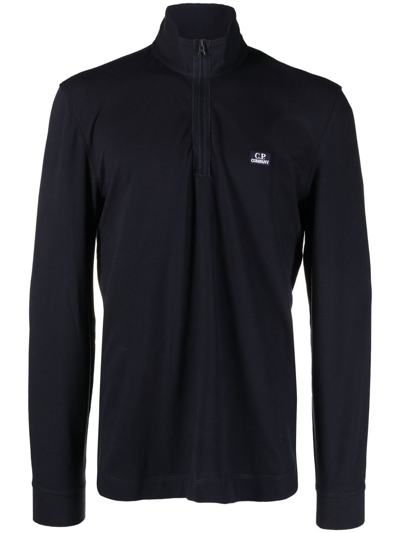 C.p. Company Stand-collar Half-zip T-shirt In Blau | ModeSens