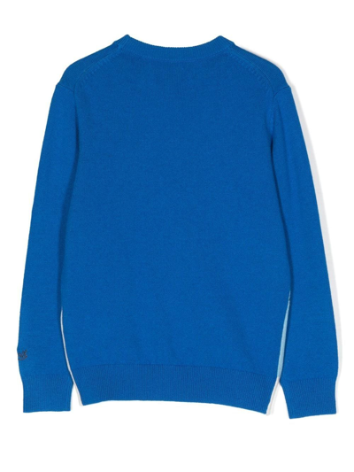 Shop Mc2 Saint Barth Intarsia-knit Crew-neck Jumper In Blau