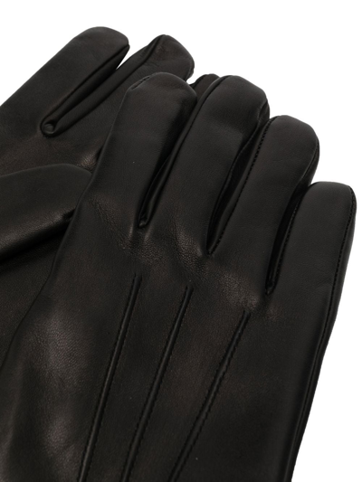 Moschino Logo-letter Leather Gloves In Schwarz