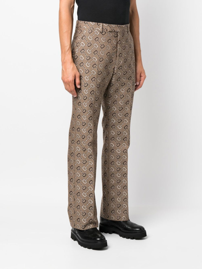 Shop Gucci Mid-rise Straight-leg Trousers In Braun