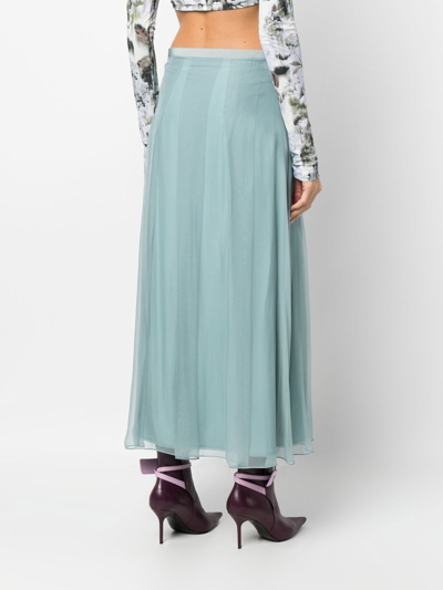 Shop Gucci Silk Chiffon Midi Skirt In Blau