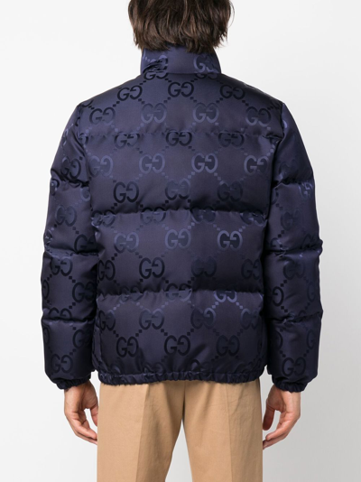 Shop Gucci Gg-logo Padded Jacket In Blau