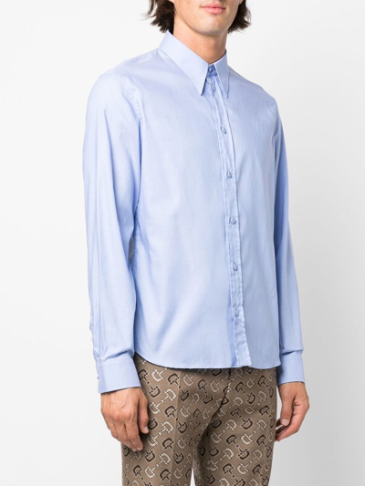 Shop Gucci Long-sleeve Cotton Shirt In Blau