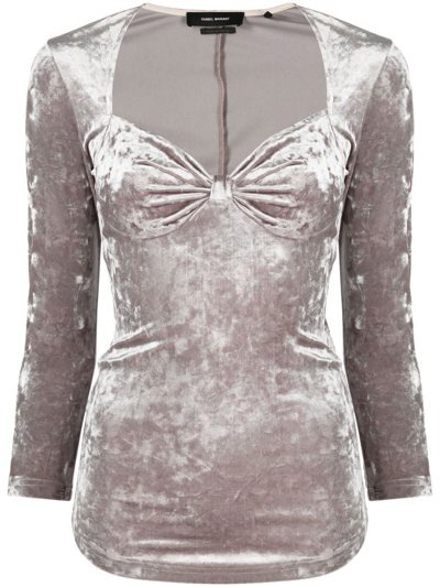 Shop Isabel Marant Gubaia Velvet Top In Grau