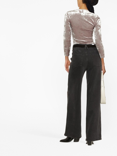 Isabel Marant Gubaia Stretch Velvet Top In Grau