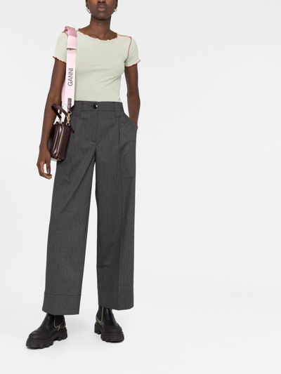 Ganni Wide-leg Tailored Trousers In Grau