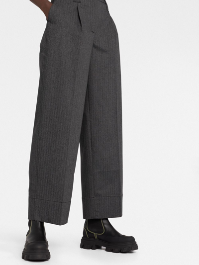 Ganni Wide-leg Tailored Trousers In Grau