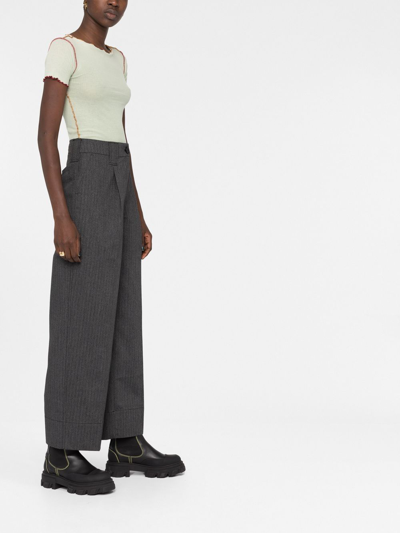Ganni Wide-leg Tailored Trousers In Grau