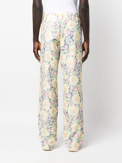Shop Jacquemus Floral-print Straight-leg Trousers In Gelb