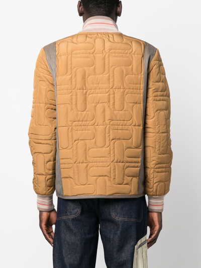 Shop Wales Bonner Contrast-panel Quilted Bomber Jacket In Nude