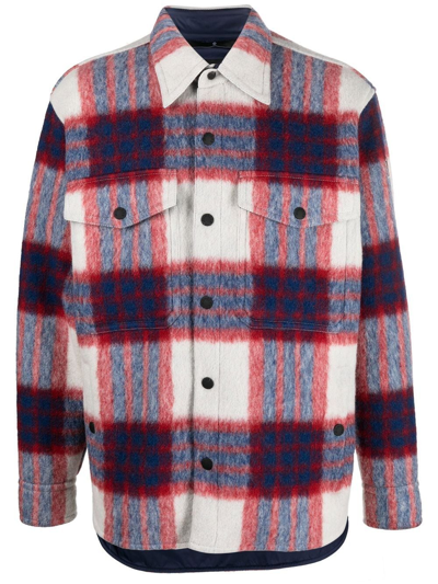 Shop Moncler Plaid-check Print Shirt Jacket In Rot