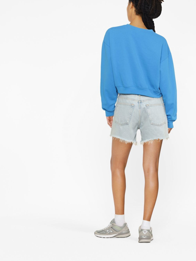 Shop Sporty And Rich Graphic-print Cropped Sweatshirt In Blau