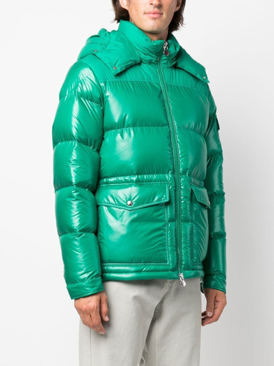 Shop Moncler Feather-down Hooded Puffer Jacket In Grün