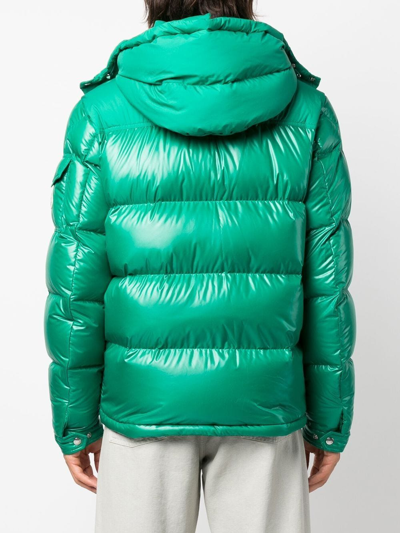 Shop Moncler Feather-down Hooded Puffer Jacket In Grün