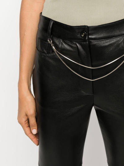 Shop Patrizia Pepe Chain-detail Faux Leather Trousers In Schwarz