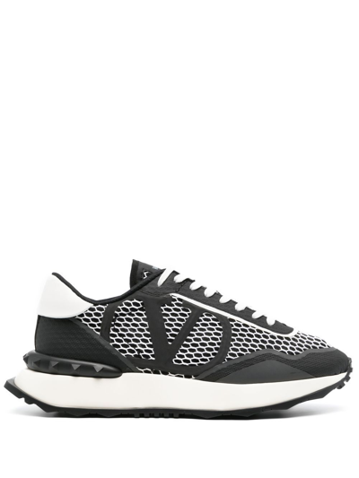 Shop Valentino Netrunner Mesh Low-top Sneakers In Schwarz