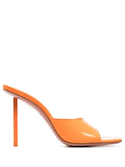 Shop Amina Muaddi Laura Calf Leather Mules In Orange