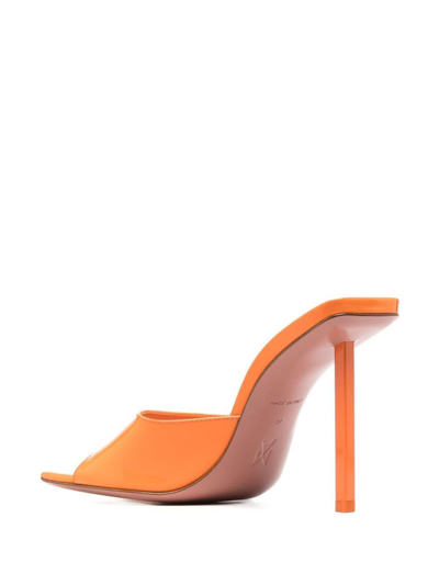 Shop Amina Muaddi Laura Calf Leather Mules In Orange