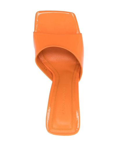 Amina Muaddi Woman Sandals Orange Size 10 Soft Leather In Orange