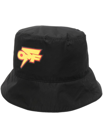 Shop Off-white Logo Print Bucket Hat In Schwarz