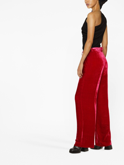 Shop P.a.r.o.s.h Velvet Wide-leg Trousers In Rot