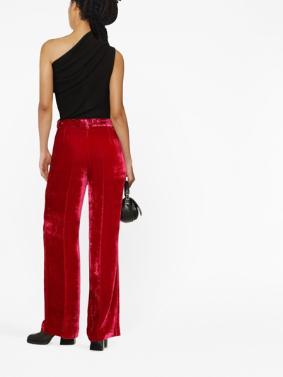 Shop P.a.r.o.s.h Velvet Wide-leg Trousers In Rot