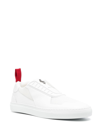 Ferrari Metal Logo Leather Low Top Sneakers In Weiss