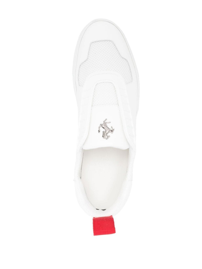 Ferrari Metal Logo Leather Low Top Sneakers In Weiss