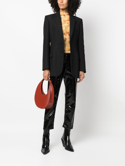 Dondup Cropped Faux-leather Trousers In 999 Black