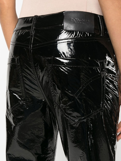 Dondup Cropped Faux-leather Trousers In 999 Black