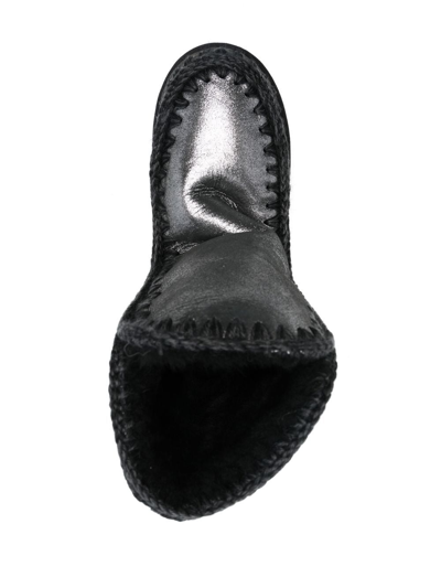 Mou Metallic Whipstitch-trim Boots In Grau