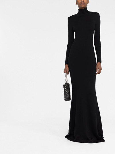 Shop Saint Laurent Knitted Roll-neck Maxi Dress In Black