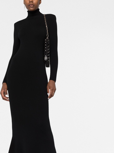 Shop Saint Laurent Knitted Roll-neck Maxi Dress In Black