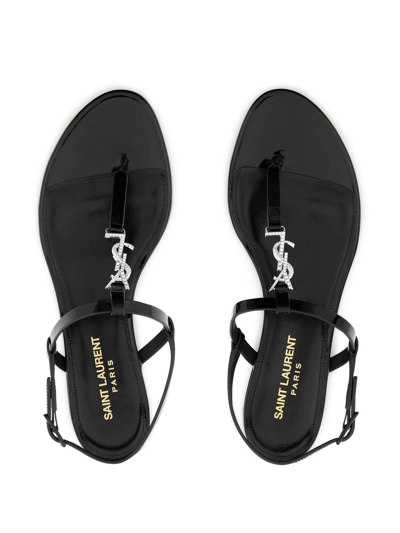 Saint Laurent Strappy Flat Sandals Featuring Buckle Detail In Black