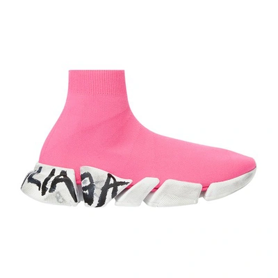 Shop Balenciaga Sneakers Speed 2.0 Graffiti In Fluo Pink