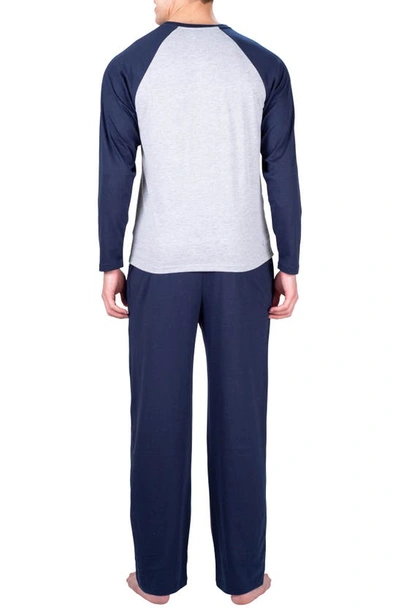 Shop Sleephero Raglan Long Sleeve T-shirt & Pants 2-piece Pajama Set In Light Grey W/ Charcoal Grey