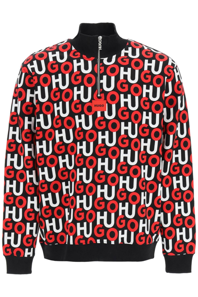 Hugo Boss Men's Dono Relaxed-fit Logo-print 1/4-zip Sweatshirt In  Multi-colored | ModeSens